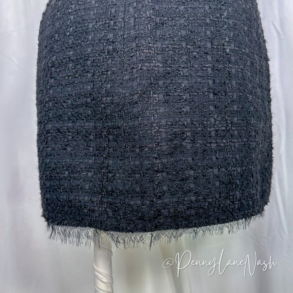 NWT Zara Structured Tweed Frayed Mini Dress Black - Picture 14 of 14
